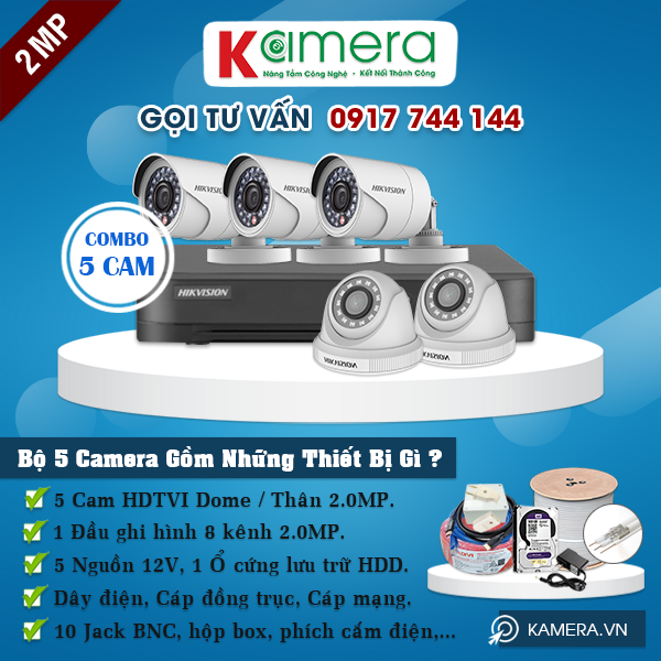 TRỌN BỘ 5 CAMERA HIKVISION 1080P TRỌN BỘ 5 CAMERA HIKVISION 1080P