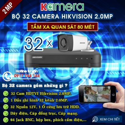 TRỌN BỘ 32 CAMERA HIKVISION 2.0MP (IR 80M) TRỌN BỘ 32 CAMERA HIKVISION 2.0MP (IR 80M)