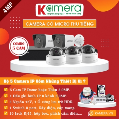 TRỌN BỘ 5 CAMERA IP HIKVISION 4MP